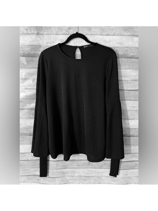 Gibson Tops - Gibson Women’s Black Blouse Bell Sleeves Round Neck Shirt Top Size: Small